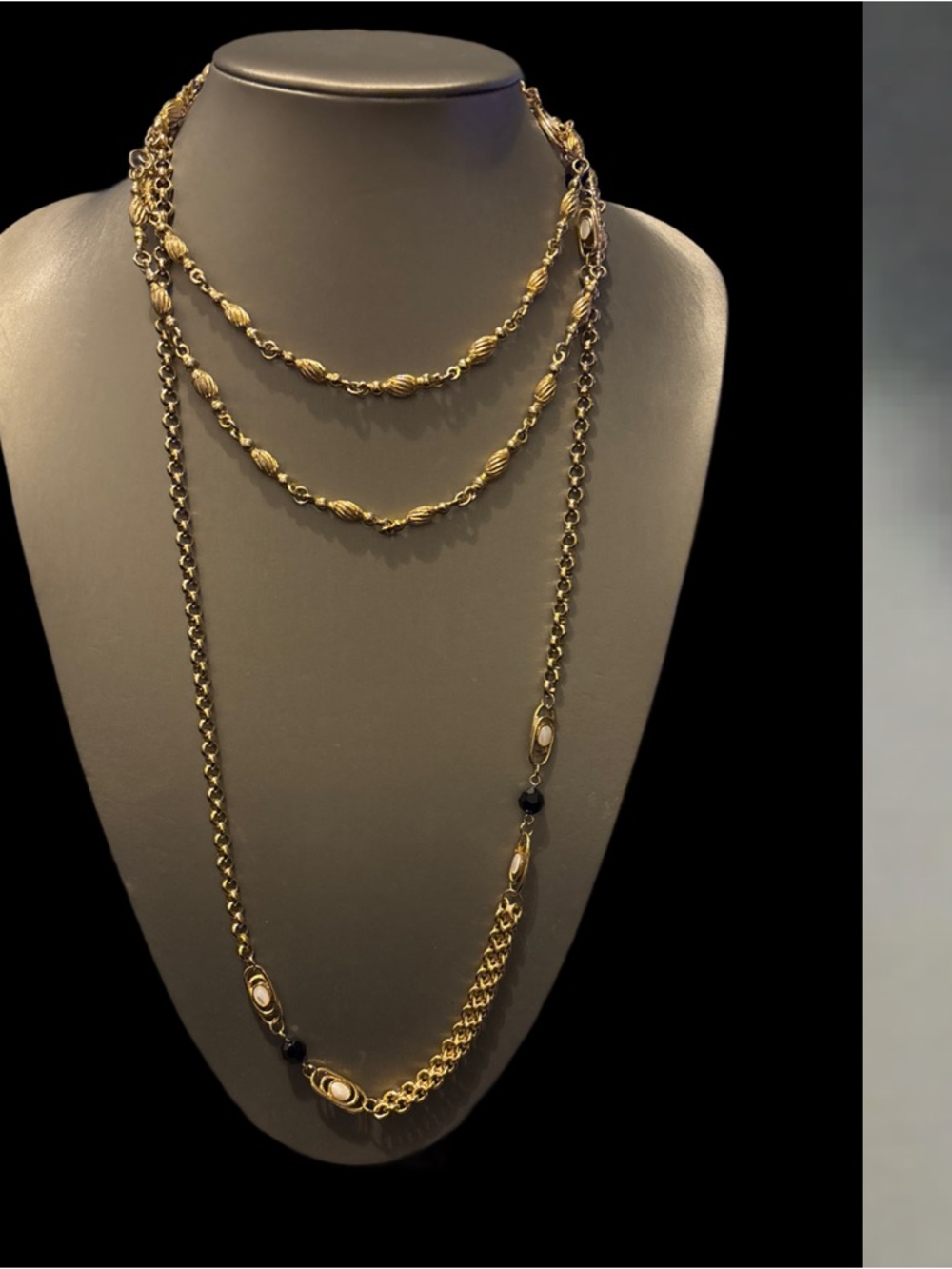 Solid 34” Layering Necklace in Gold-tone - vintage